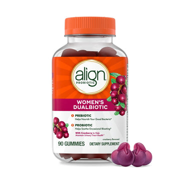 Align Probiotic, Women's Dualbiotic, Womens Probiotic Gummies, Prebiotics and Probiotics for Women, with Cranberry for Urinary Tract Health*, Cranberry Flavor, 90 Gummies - OzHealthStandard