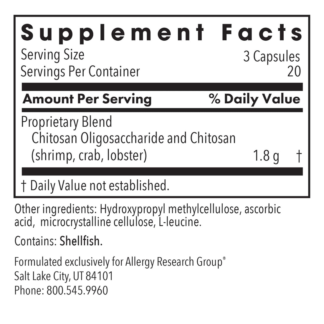 Allergy Research Group MicroChitosan Supplement - Chitosan, Chitosan Oligosaccharide, Cleansing Support Binder, Enhanced Detoxification - OzHealthStandard
