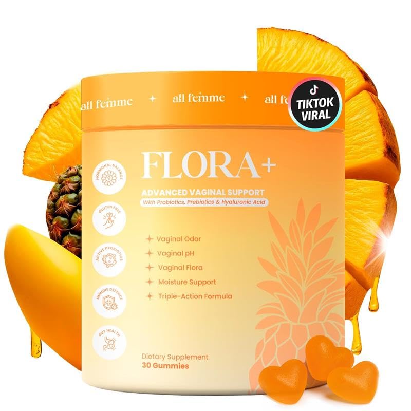 ALLFEMME Flora+ Women’s Vaginal Probiotic Gummies for pH Balance, Odor and Freshness Support with Prebiotics & Hyaluronic Acid - OzHealthStandard