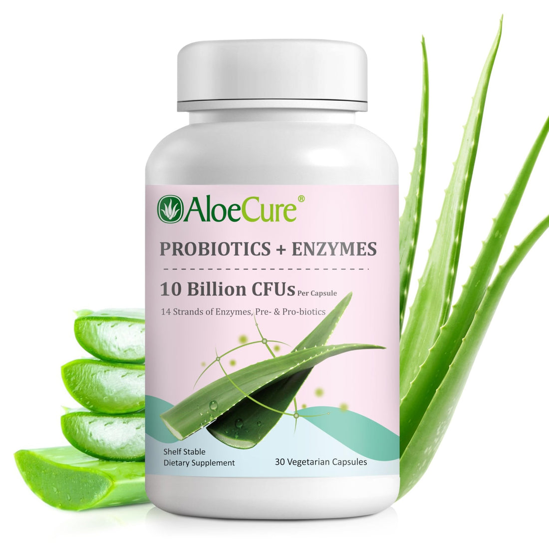 AloeCure Daily Probiotics 10 Billion CFU for Digestive Support 8 Strains, 6 Prebiotics & Enzymes - Digestive Supplement with Bromelain for Women & Men - OzHealthStandard