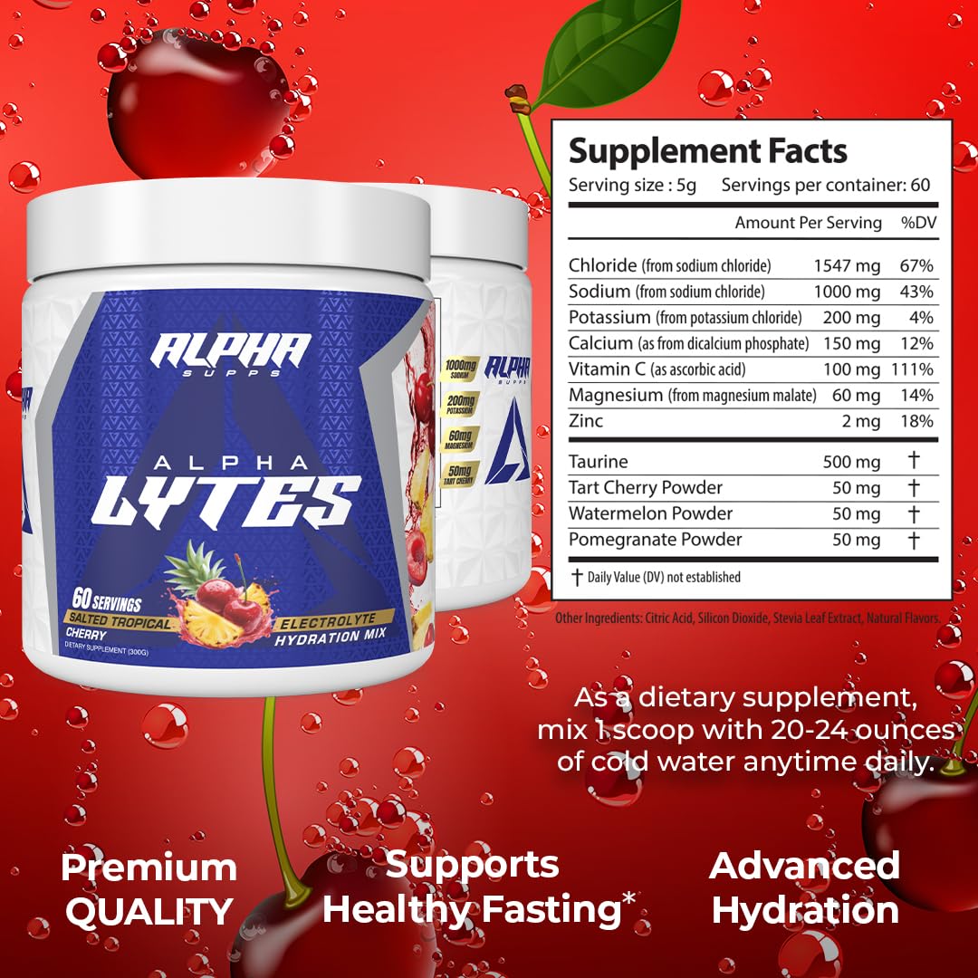 Alpha Lytes - Electrolyte Powder Daily Hydration Drink Mix - Sugar-Free, Zero Calorie Instant Formula with Trace Minerals and Antioxidants - OzHealthStandard