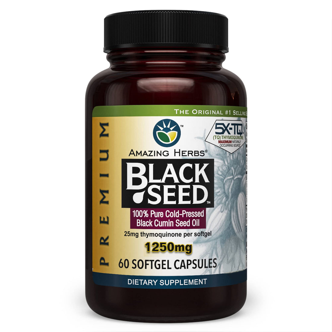 Amazing Herbs Premium Capsules - High Potency, Cold Pressed Nigella Sativa Aids in Digestive Health - OzHealthStandard