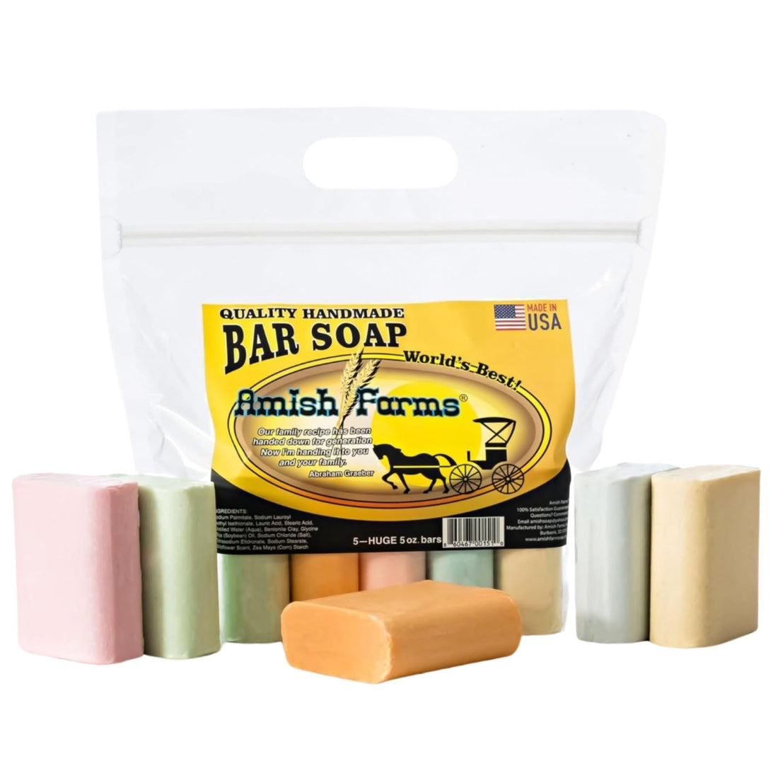 Amish Farms Natural Bar Soap 5-Pack Variety – Handmade Cold Process Moisturizing Soap Bars, Large Hand-Cut, Made in USA - OzHealthStandard
