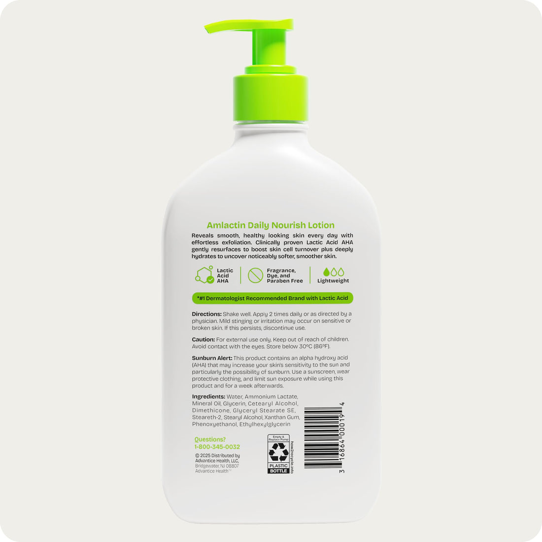 AmLactin Daily Nourish Therapeutic Body Lotion for Dry Skin - No-Scrub Exfoliator and Moisturizer 12% Lactic Acid Lotion - OzHealthStandard