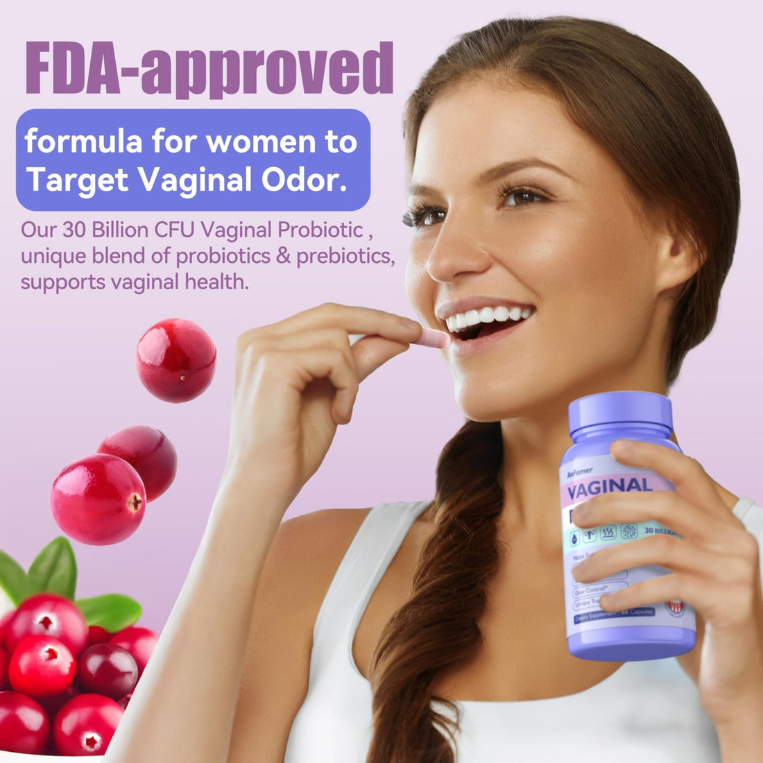 AnFamer Vaginal Probiotics for Women Female,Promotes Ph Balance,Healthy Vaginal Odor & Flora,Urinary Tract Health with Prebiotics & Lactobacillus Probiotic - OzHealthStandard
