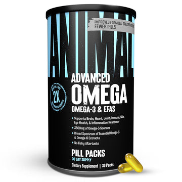 Animal Advanced Omega 3 Fatty Acids - 3500mg EPA DHA Fish Oil Omega 3 Supplement for Women & Men High Potency Blend with CLA GLA ALA for Brain Skin Eye Immune Joint Health 30 Pill Packs - OzHealthStandard