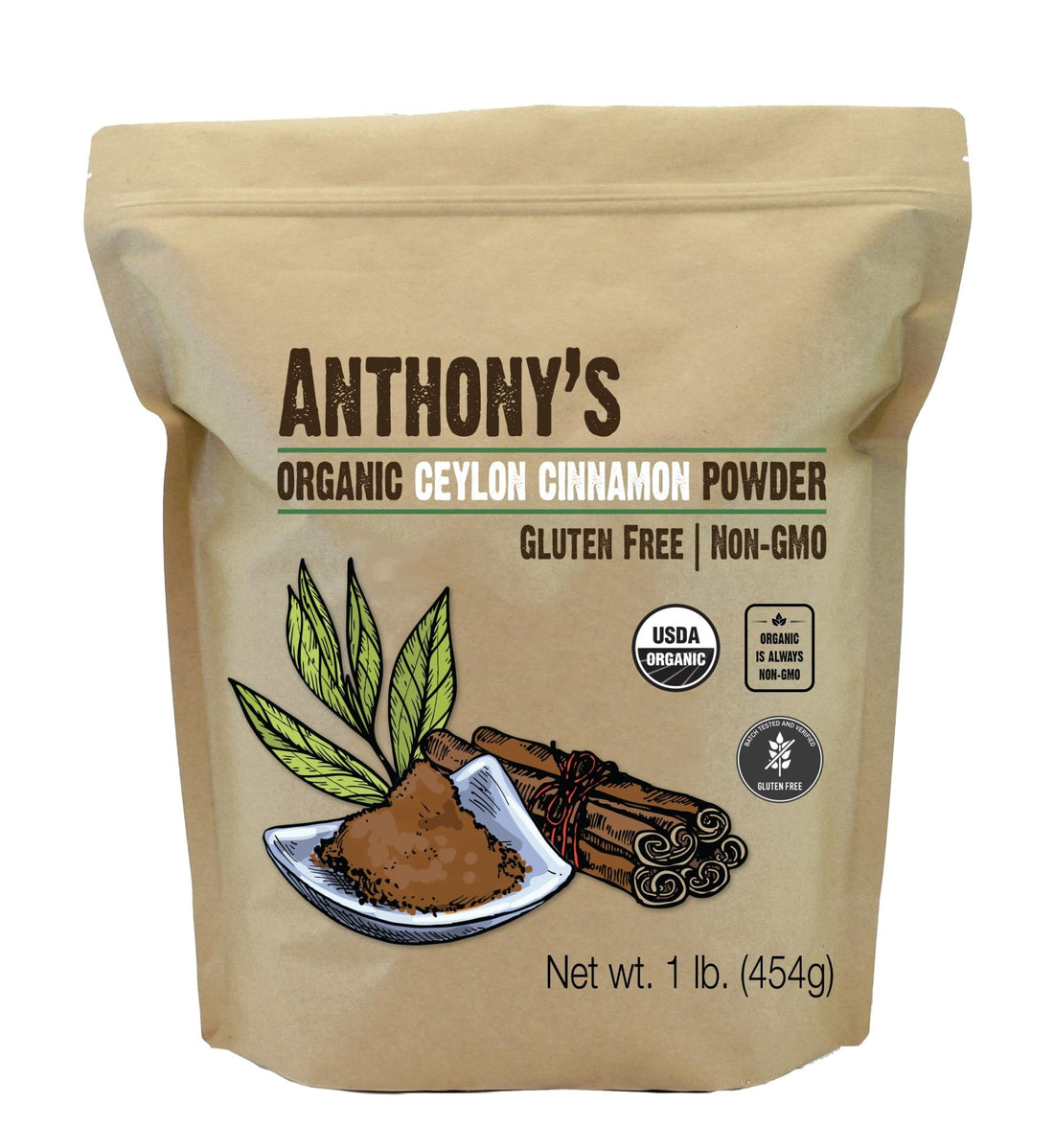 Anthony's Organic Ceylon Cinnamon Powder, 1 lb, Ground, Gluten Free, Non Irradiated, Non GMO, Keto Friendly - OzHealthStandard