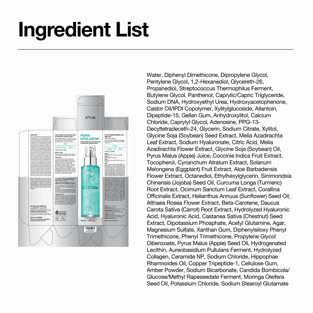ANUA PDRN Collagen Glow Facial Serum Spray, Hydrating Face Mist, Hyaluronic Acid - OzHealthStandard