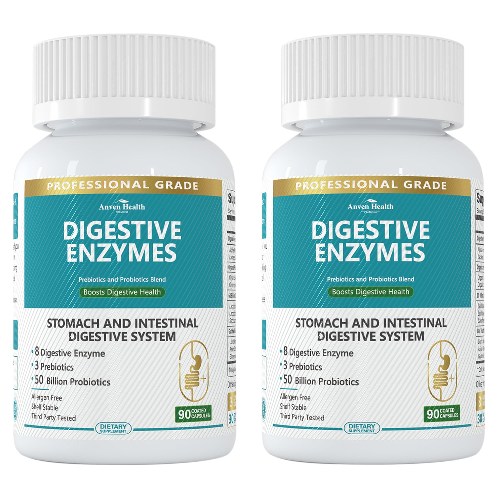 Anven Health 800mg Digestive Enzymes for Men and Women with Probiotics & Prebiotics, 8 Key Enzymes, Protease, Amylase & Lipase | 180 Capsules - A 60-Day Supply for Bloating & Gas Relief - Non-GMO - OzHealthStandard