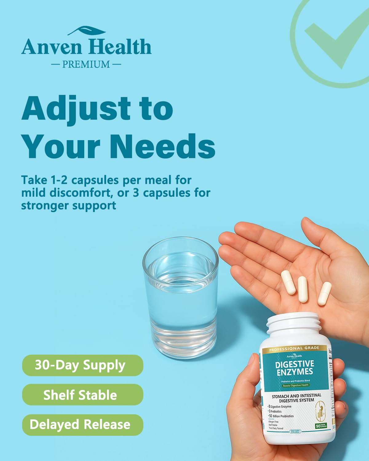 Anven Health 800mg Digestive Enzymes for Men and Women with Probiotics & Prebiotics, 8 Key Enzymes, Protease, Amylase & Lipase | 180 Capsules - A 60-Day Supply for Bloating & Gas Relief - Non-GMO - OzHealthStandard