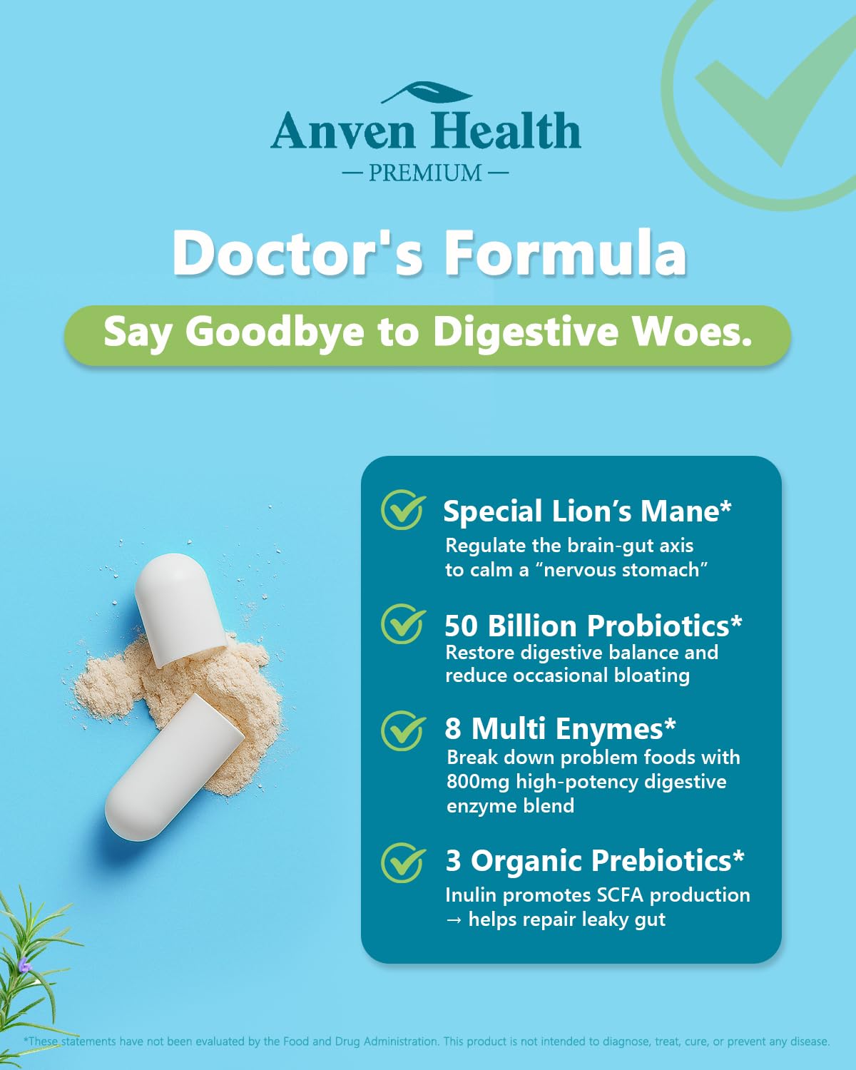 Anven Health 800mg Digestive Enzymes for Men and Women with Probiotics & Prebiotics, 8 Key Enzymes, Protease, Amylase & Lipase | 180 Capsules - A 60-Day Supply for Bloating & Gas Relief - Non-GMO - OzHealthStandard