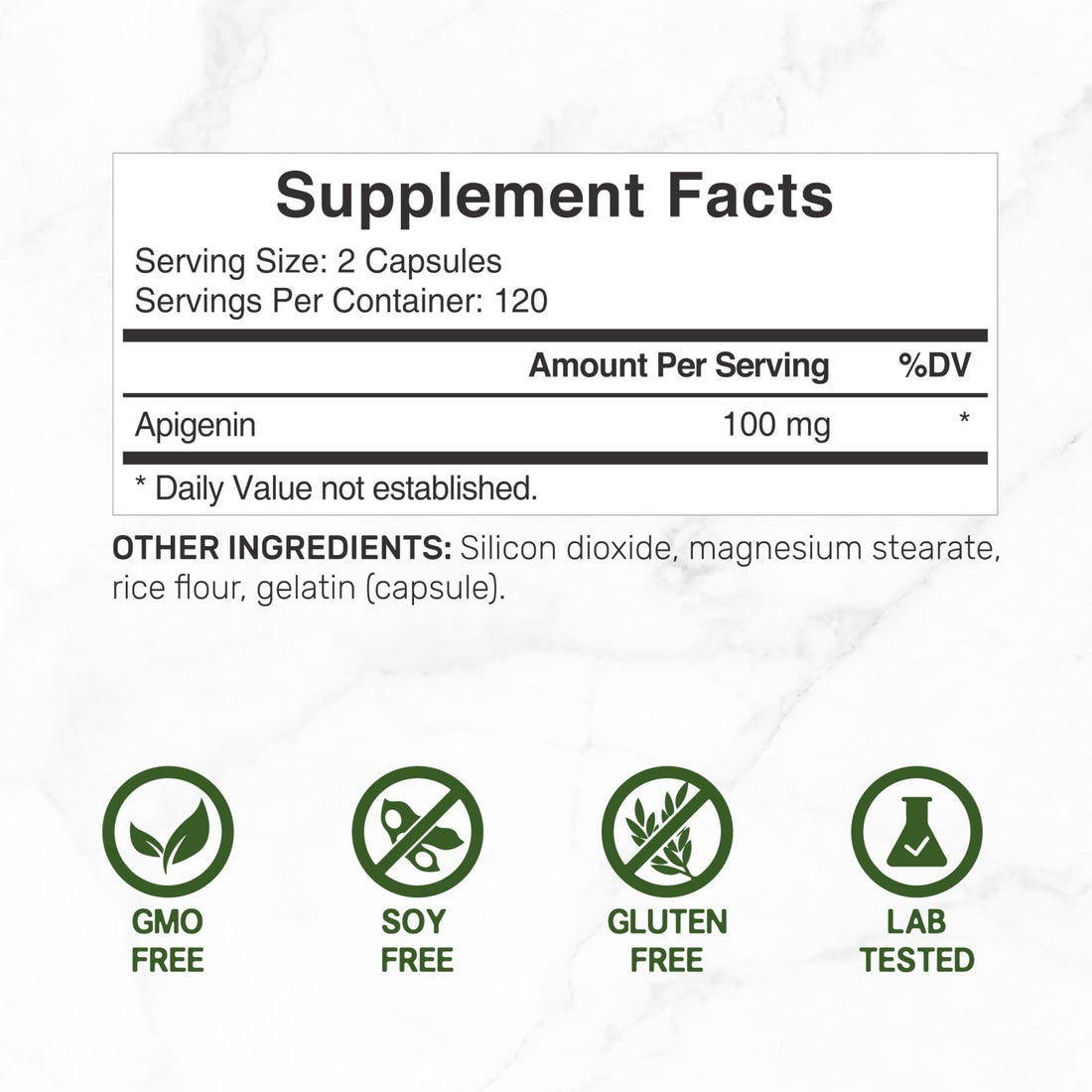 Apigenin, 100mg Per Serving, 240 Capsules – Raw Plant Extract from Chamomile Flower – Active Bioflavonoids & Antioxidants - OzHealthStandard