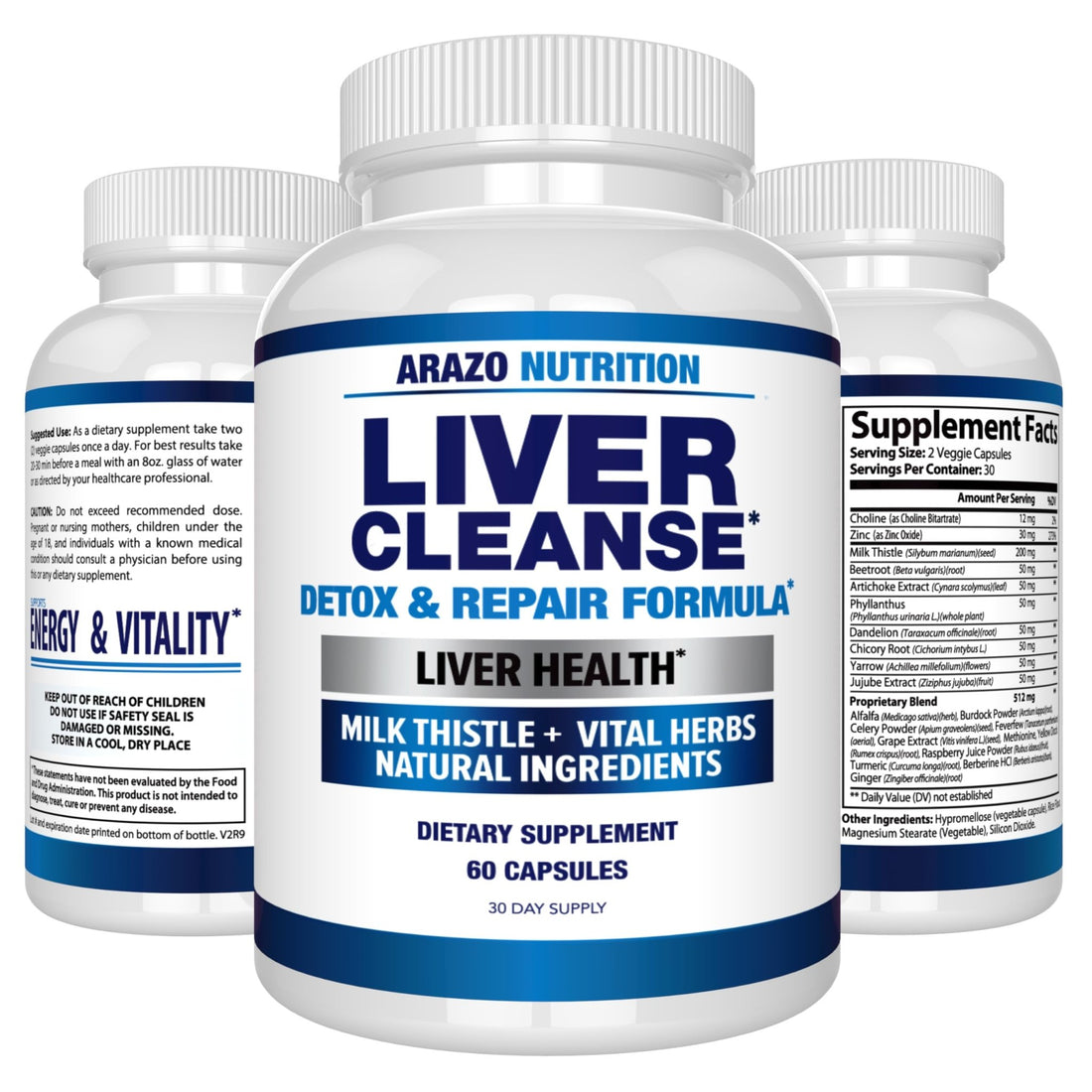 Arazo Nutrition Liver Cleanse Detox & Repair Formula – Milk Thistle Herbal Support Supplement: Silymarin, Beet - OzHealthStandard