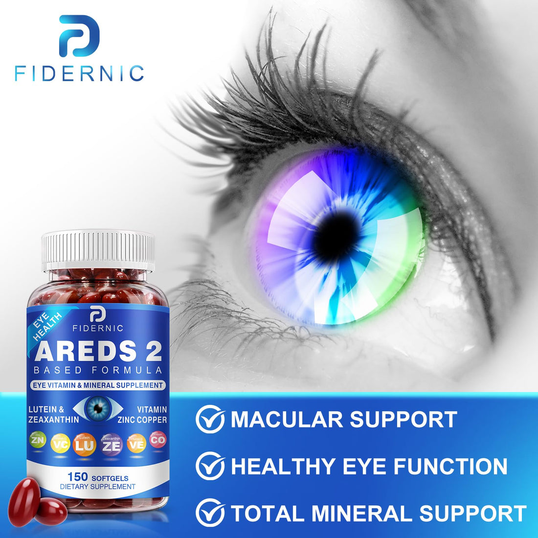 AREDS 2 Eye Vitamin & Mineral Supplement — Lutein and Zeaxanthin Supplement, Vitamin C & E, Zinc & Copper for Blue Light Protection, Eye Health Support - OzHealthStandard