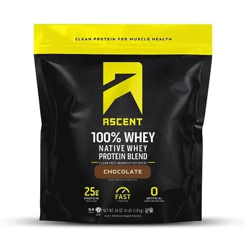 Ascent 100% Whey Protein Powder - Post Workout Whey Protein Isolate, Zero Artificial Flavors & Sweeteners - OzHealthStandard