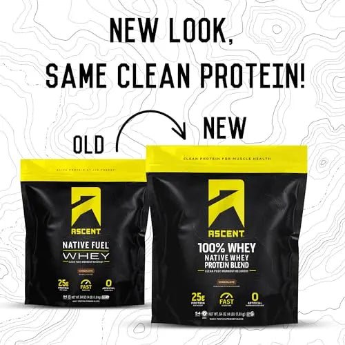Ascent 100% Whey Protein Powder - Post Workout Whey Protein Isolate, Zero Artificial Flavors & Sweeteners - OzHealthStandard