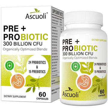 Ascuoli Probiotics for Women & Men - 300 Billion CFU, 24 Strains Probiotics + 15 Organic Herbs Blend, Daily Probiotic for Digestive Health, - OzHealthStandard