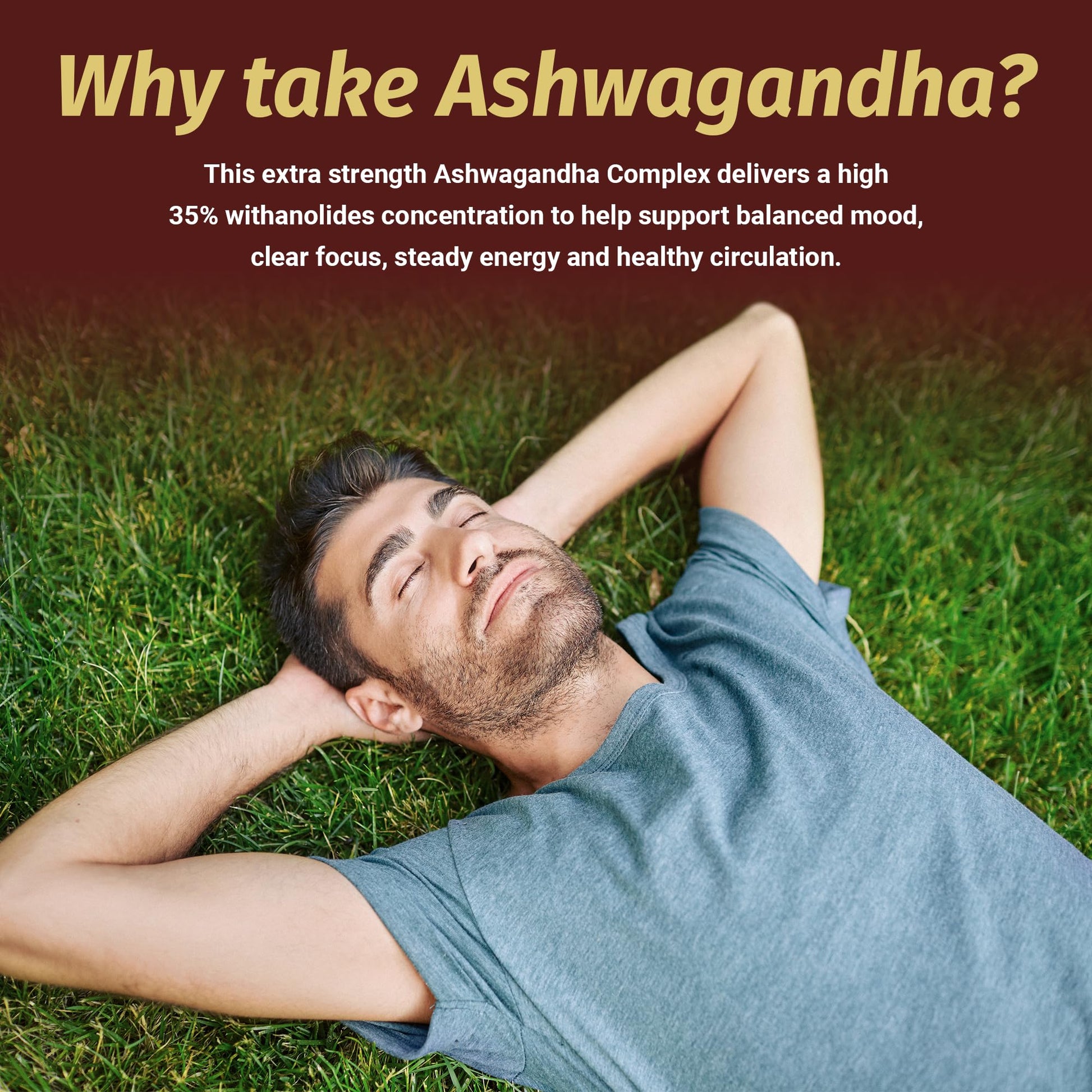 Ashwagandha Complex Adrenal Support Supplement for Stress Relief, Cortisol Balance, Energy & Focus, Mood Support, 35% Withanolides, 60 Vegan Capsules - OzHealthStandard