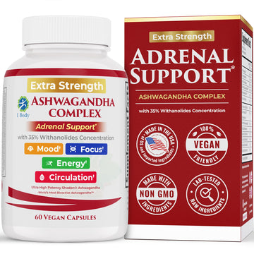Ashwagandha Complex Adrenal Support Supplement for Stress Relief, Cortisol Balance, Energy & Focus, Mood Support, 35% Withanolides, 60 Vegan Capsules - OzHealthStandard