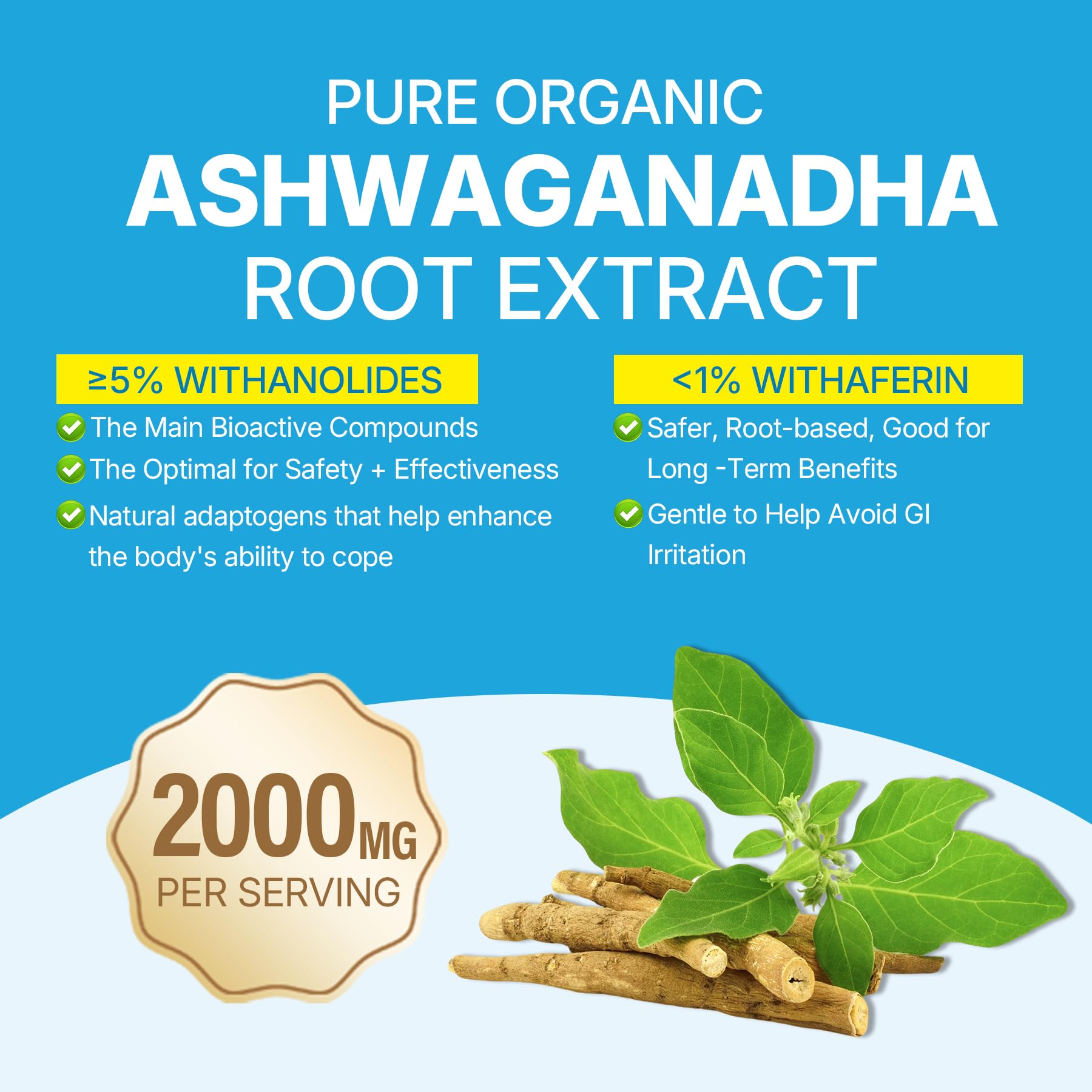 Ashwagandha Gummies 2000mg for Women Men - Sugar Free, Vegan - Organic Ashwagandha Root Extract Supplements Gummy & Vitamin D3 - OzHealthStandard