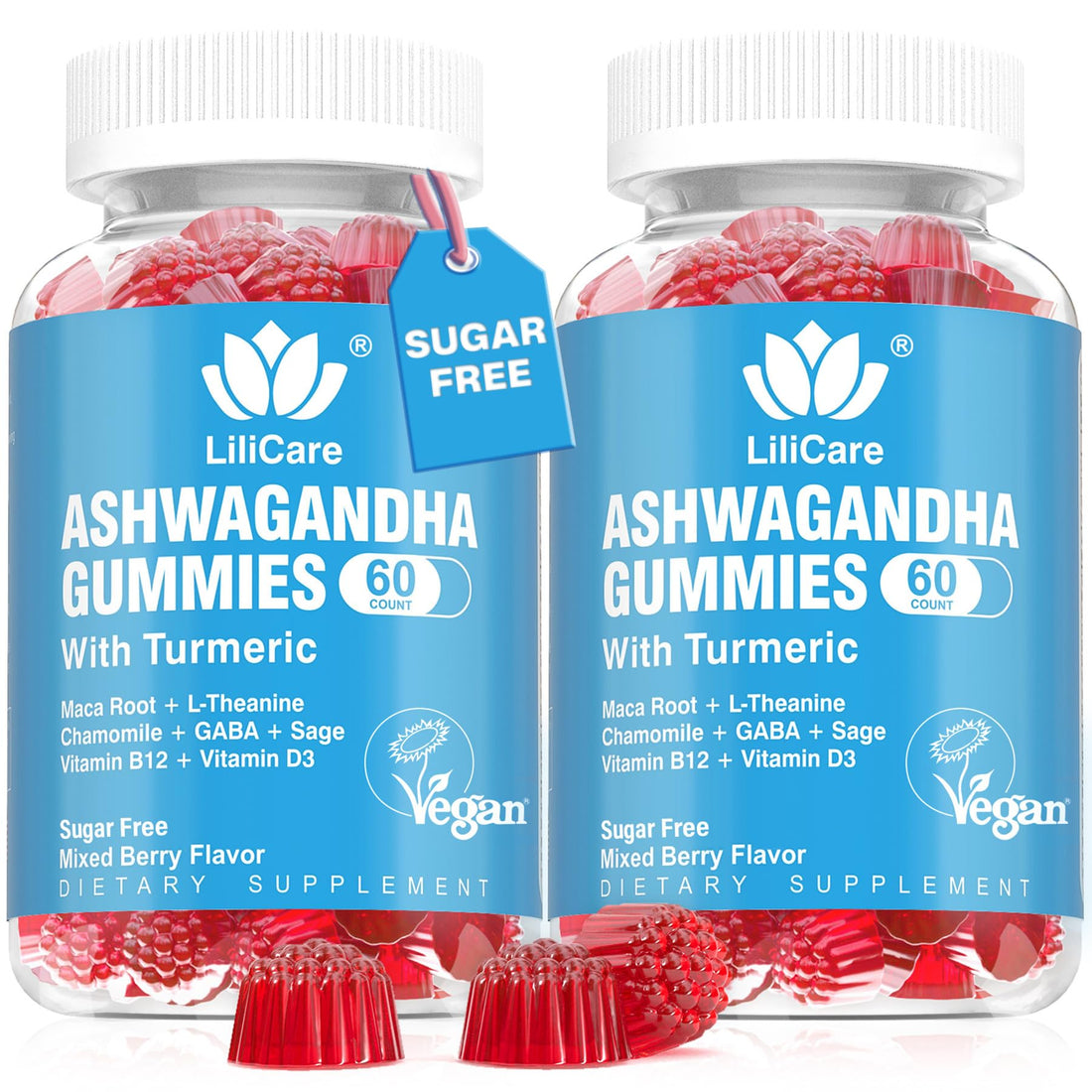 Ashwagandha Gummies 2000mg for Women Men - Sugar Free, Vegan - Organic Ashwagandha Root Extract Supplements Gummy & Vitamin D3 - OzHealthStandard