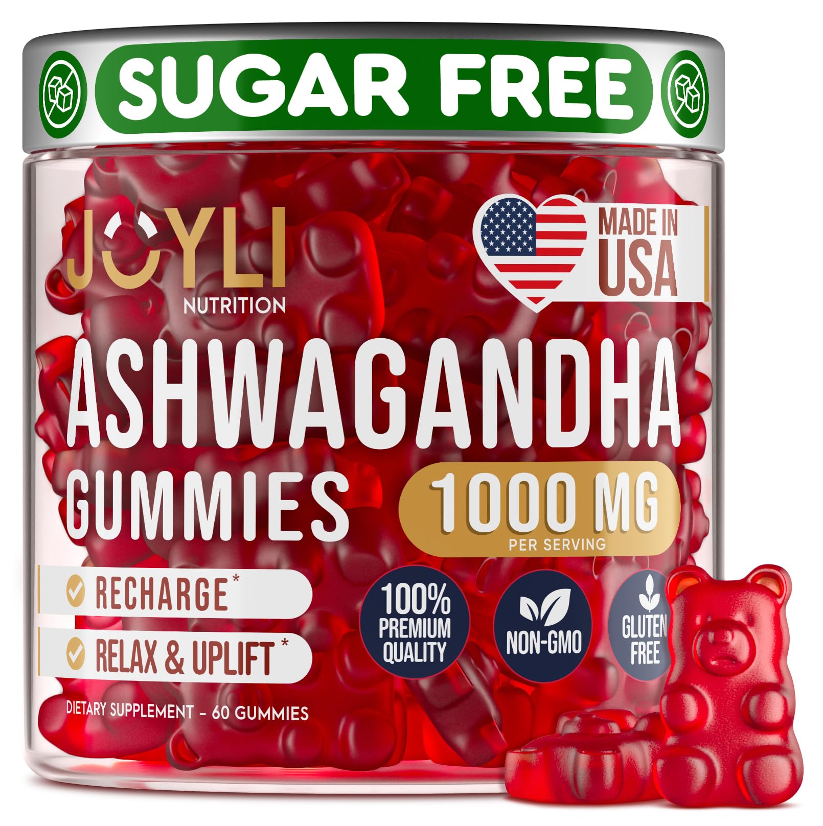 Ashwagandha Gummies for Women & Men - Natural Calm Gummies with Ashwagandha Root Extract Vitamin C Zinc - Ashwagandha Herbal Supplement for Sleep Stress Balance - 60 Vegan Sugar Free Chews - OzHealthStandard