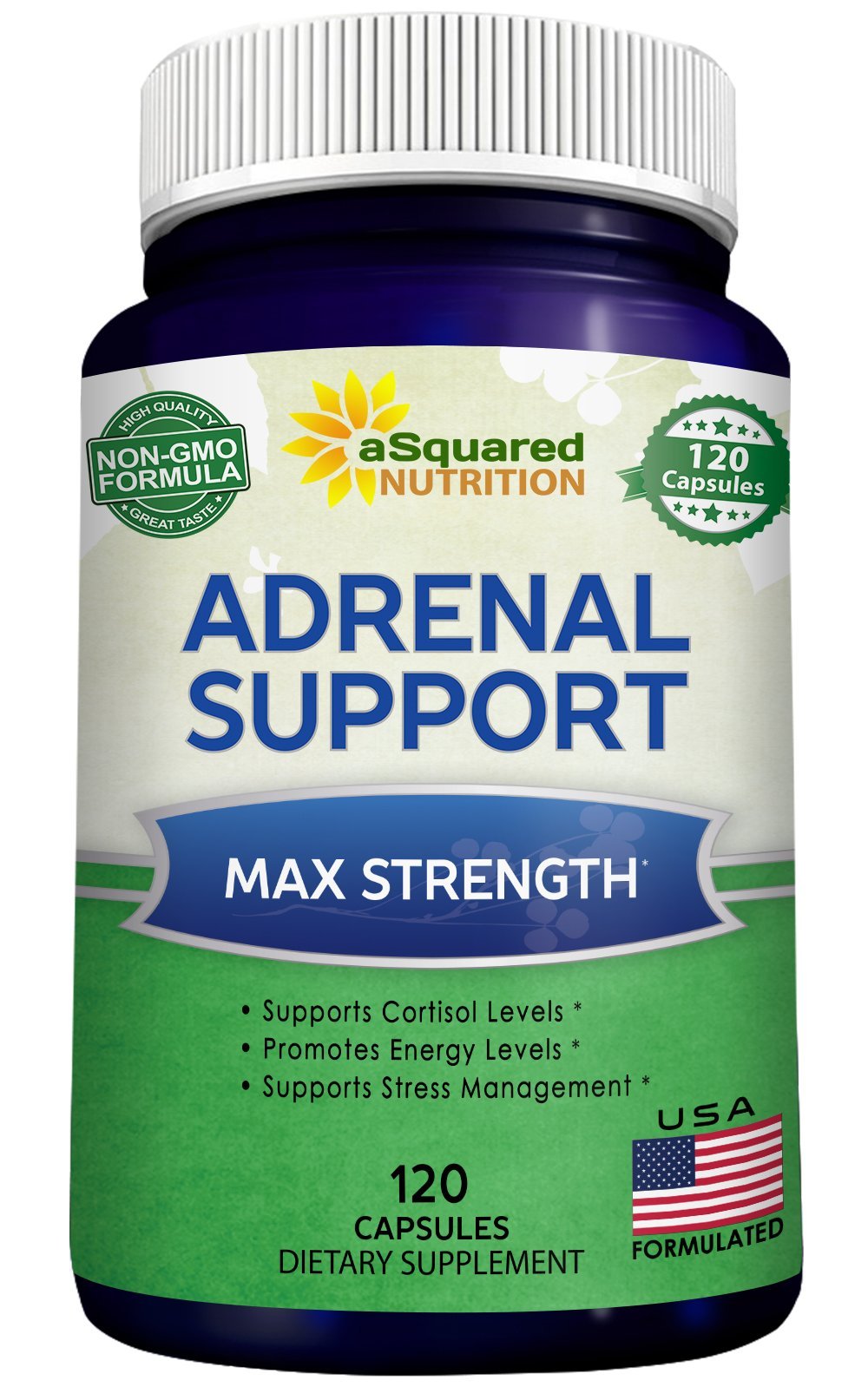 aSquared Nutrition Adrenal Support & Cortisol Manager Supplement (120 Capsules)-Adrenal Health w/Vitamin C Complex Pills to Support Fatigue & Stress Relief-Ashwagandha, L-Tyrosine, Rhodiola & Ginseng - OzHealthStandard
