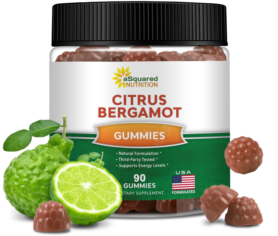 aSquared Nutrition Citrus Bergamot Gummies - Citrus Bergamot Extract Supplement 500mg Per Serving - Pure Gummy Alternative to Capsules & Pills - OzHealthStandard