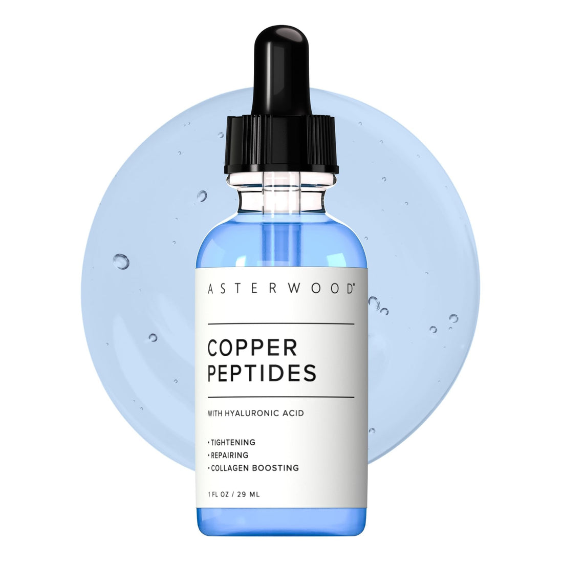 Asterwood Copper Peptides Serum for Face - with GHK-Cu Peptide and Hyaluronic Acid - Anti-Aging Facial Serum - 1 Fl Oz - OzHealthStandard