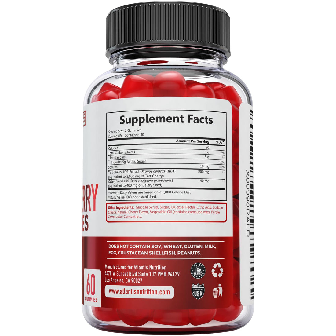 Atlantis Nutrition Tart Cherry Gummies with Celery Seed Extract - Advanced Uric Acid Cleanse for Immediate Relief | Joint Relief & Recovery - OzHealthStandard