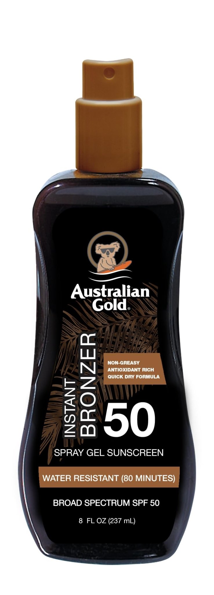 Australian Gold Spray Gel Sunscreen with Instant Bronzer SPF 50, 8 Ounce | Moisturize & Hydrate Skin - OzHealthStandard