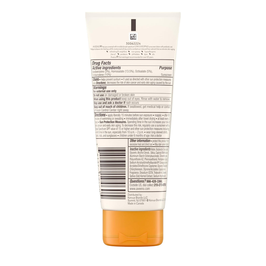 Aveeno Protect + Hydrate Moisturizing Body Sunscreen Lotion with Broad Spectrum SPF 60 & Prebiotic Oat, Weightless & Refreshing Feel - OzHealthStandard