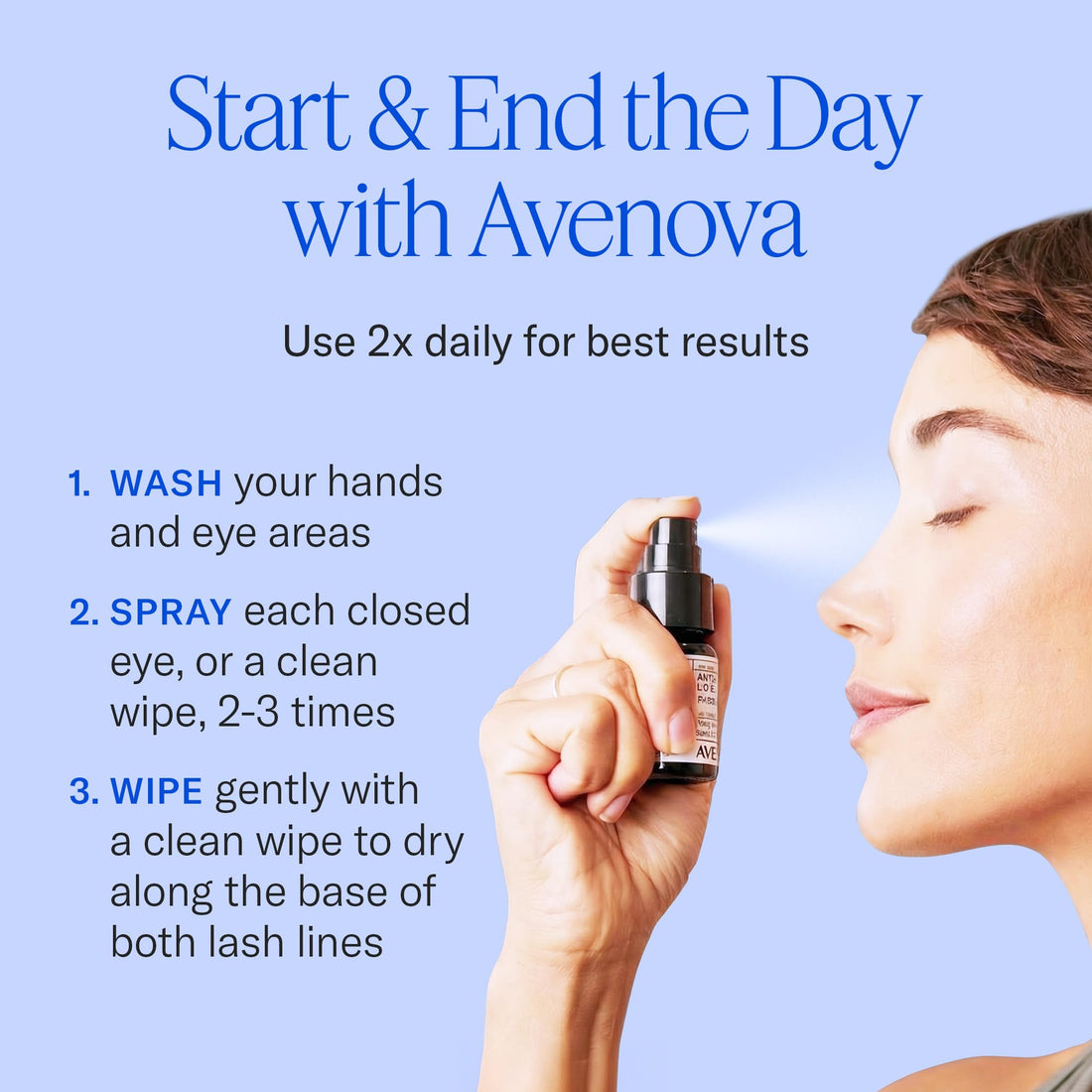 Avenova Eyelid and Eyelash Cleanser Spray - 20ml Bottle - Gentle Everyday Pure Hypochlorous Acid Spray for Eye Irritation - OzHealthStandard