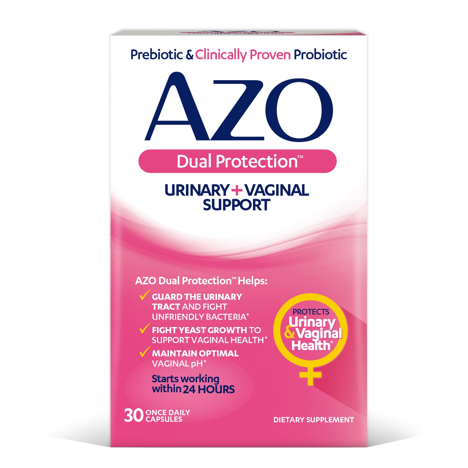 AZO Dual Protection Urinary & Vaginal Probiotic + UTI & Vaginal pH Test Kit (30 Count) - OzHealthStandard
