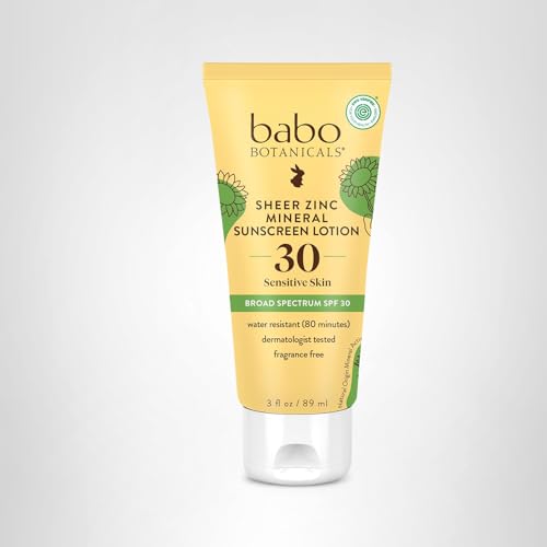 Babo Botanicals Zinc Sunscreen Lotion SPF 30 with 100% Mineral Actives, Non-Greasy, Water-Resistant, Fragrance-Free - OzHealthStandard