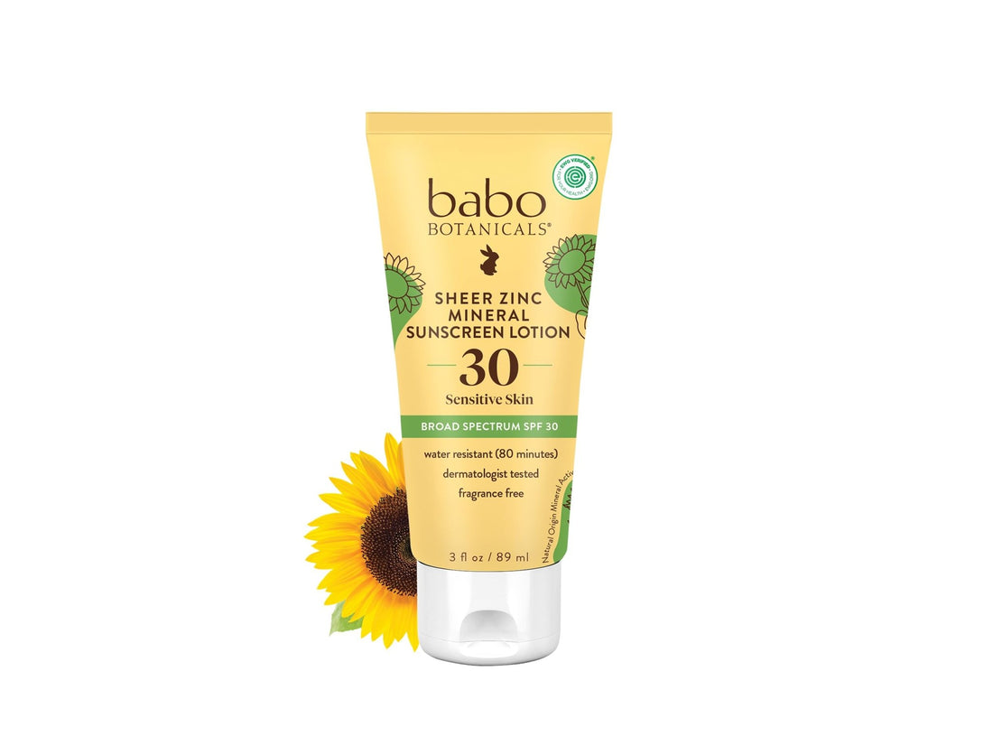 Babo Botanicals Zinc Sunscreen Lotion SPF 30 with 100% Mineral Actives, Non-Greasy, Water-Resistant, Fragrance-Free - OzHealthStandard