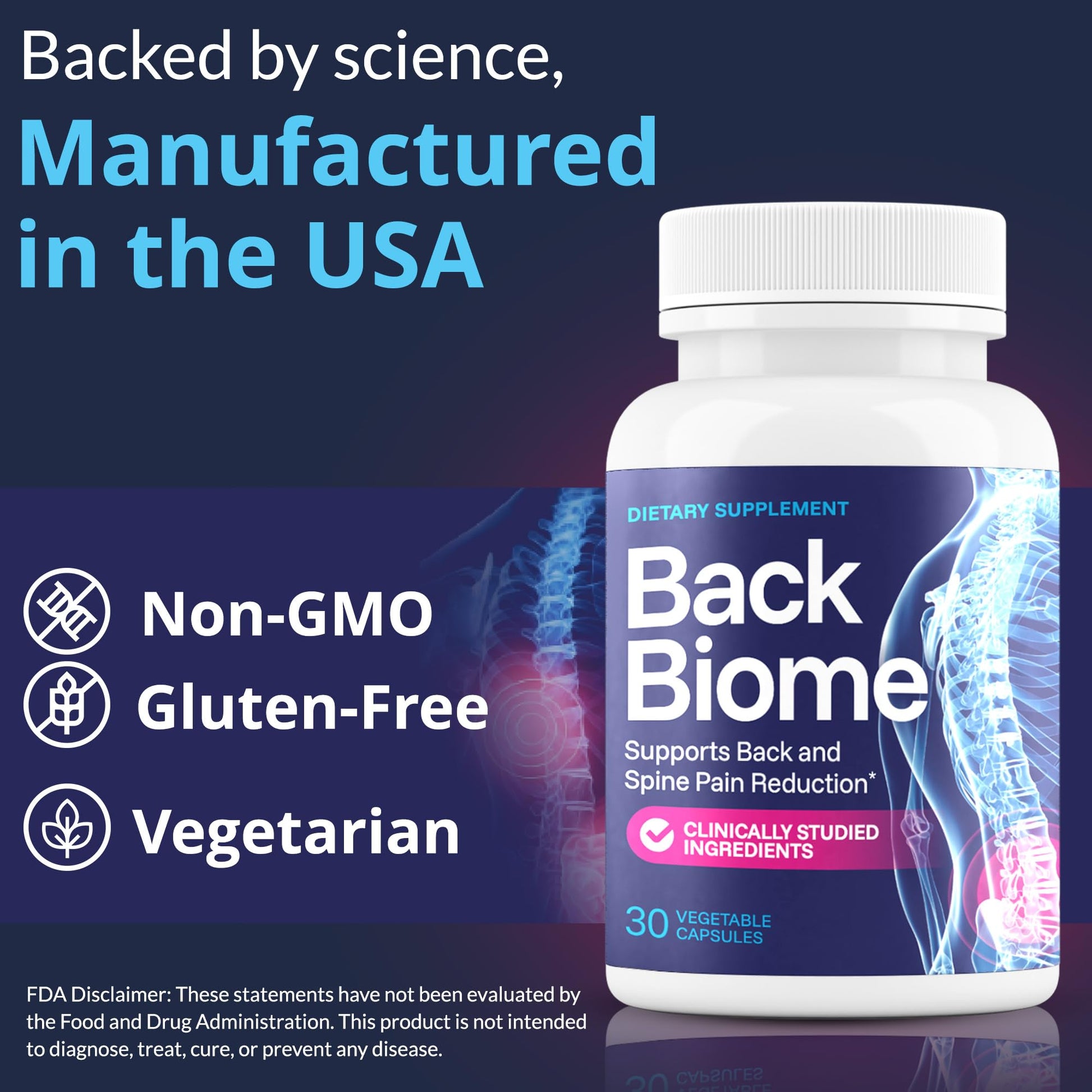 BackBiome – Advanced 7-Strain Probiotic Formula for Gut & Back Health – Supports Digestive Balance, Promotes Spinal Comfort – Non-GMO, Vegan, 30 Capsules - OzHealthStandard