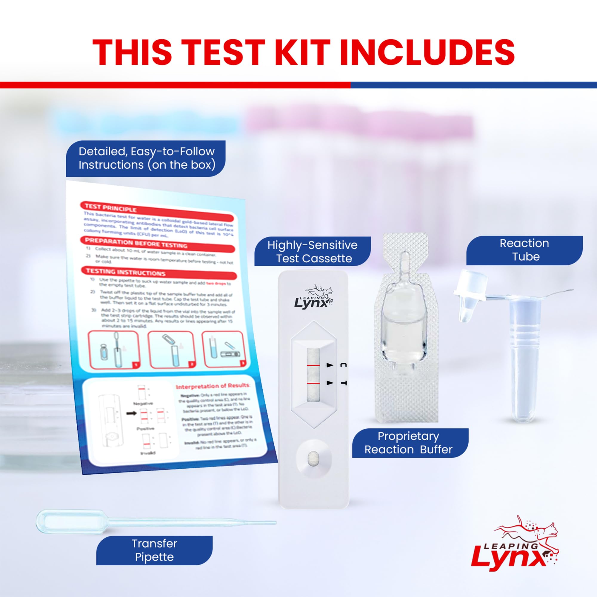 Bacteria Water Test Kit – Coliform, E. coli & Salmonella Detection for Well & Tap Water | Rapid Home Drinking Water Screening Kit with Lab-Quality Results | Leaping Lynx - OzHealthStandard