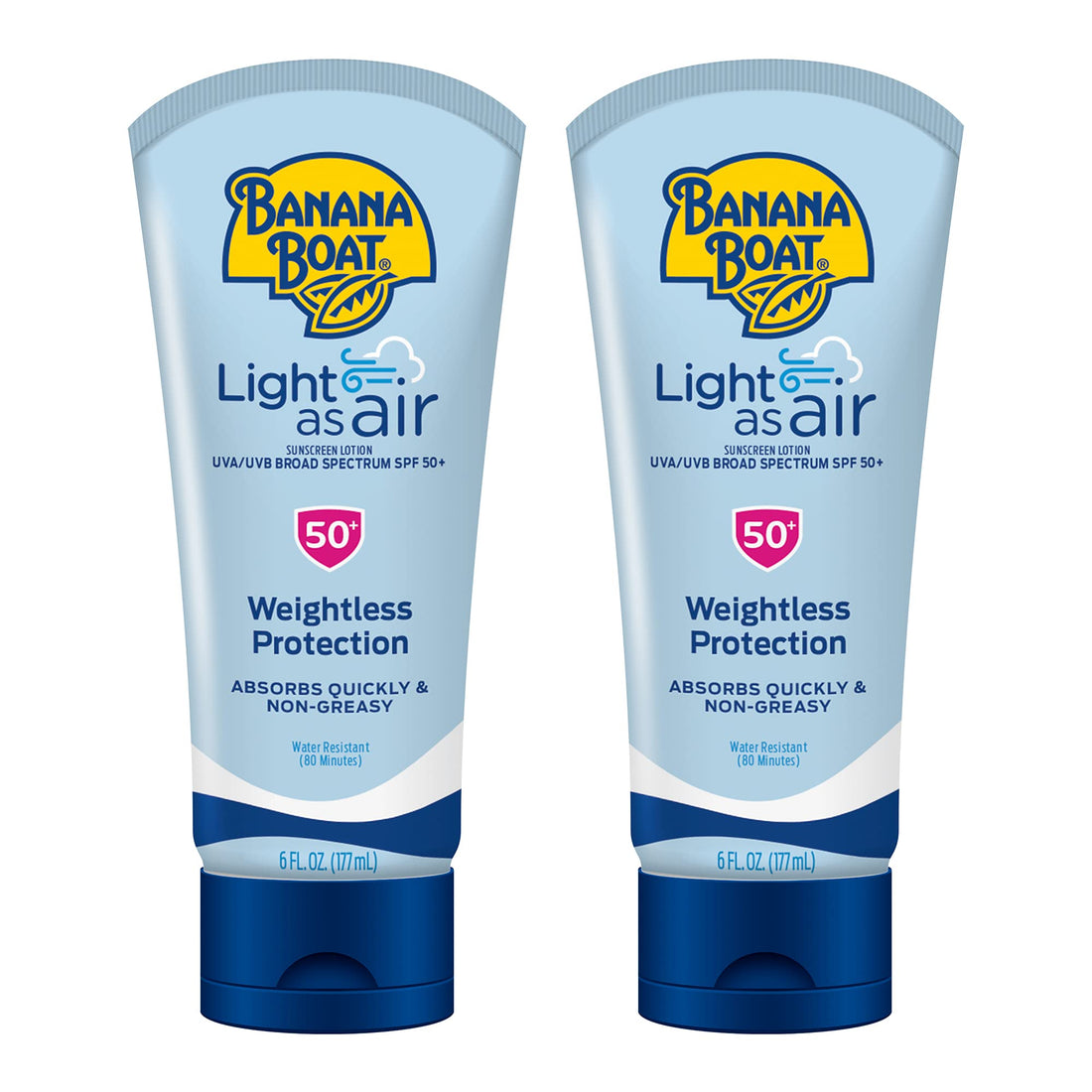Banana Boat Light As Air Sunscreen Lotion SPF 50 Twin Pack | Lightweight & Non-Greasy Lotion Sunscreen SPF 50 - OzHealthStandard
