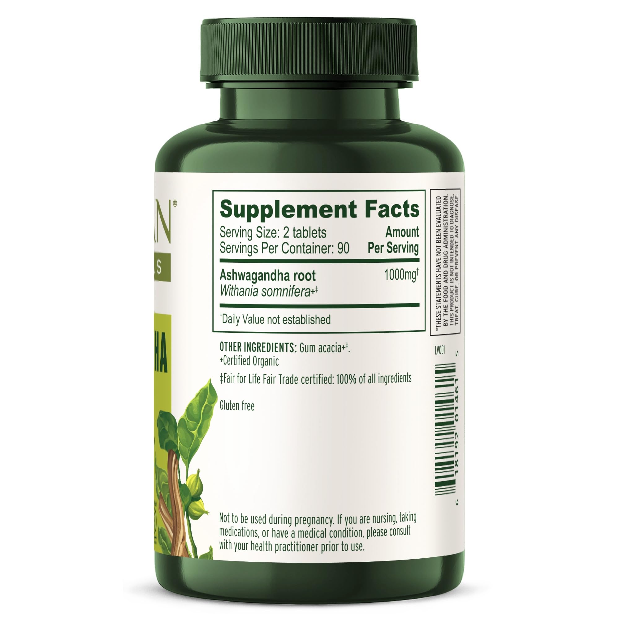 Banyan Botanicals Organic Ashwagandha - 1000mg per Serving - Cortisol Manager & Stress Relief Supplement - Adrenal Support for Mood, Restful Sleep & Muscle Recovery - 180 Tablets - Non-GMO, Vegan* - OzHealthStandard