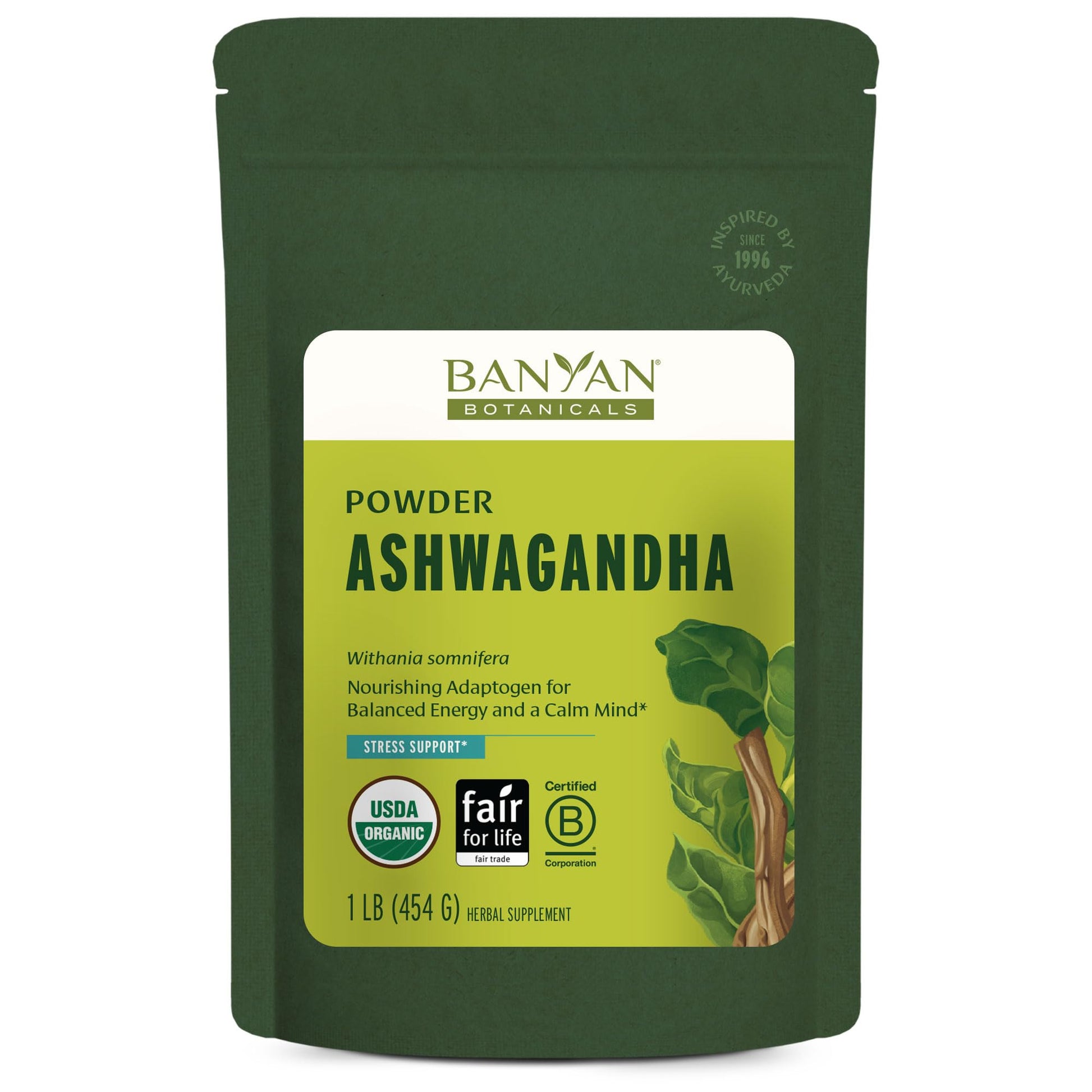 Banyan Botanicals Organic Ashwagandha Root Powder–1lb Bulk (504 Servings)Natural Cortisol Manager & Adrenal Support–Stress Relief, Better Sleep & Energy–Adaptogen for Smoothies & Moon Milk–Vegan,FFL* - OzHealthStandard