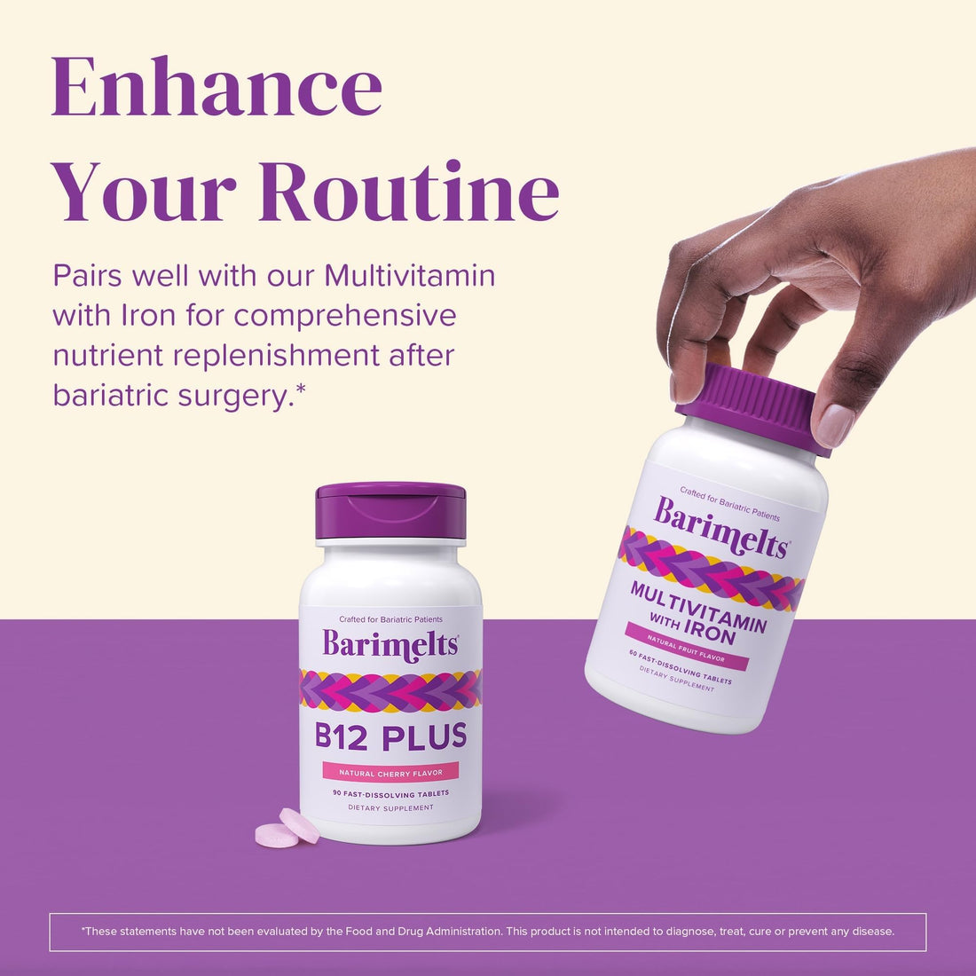 BariMelts Vitamin B12 Plus, 90 Fast-Dissolving Tablets (3-Month Supply), Sugar-Free Bariatric Vitamins for Women, Includes B12, B6 - OzHealthStandard