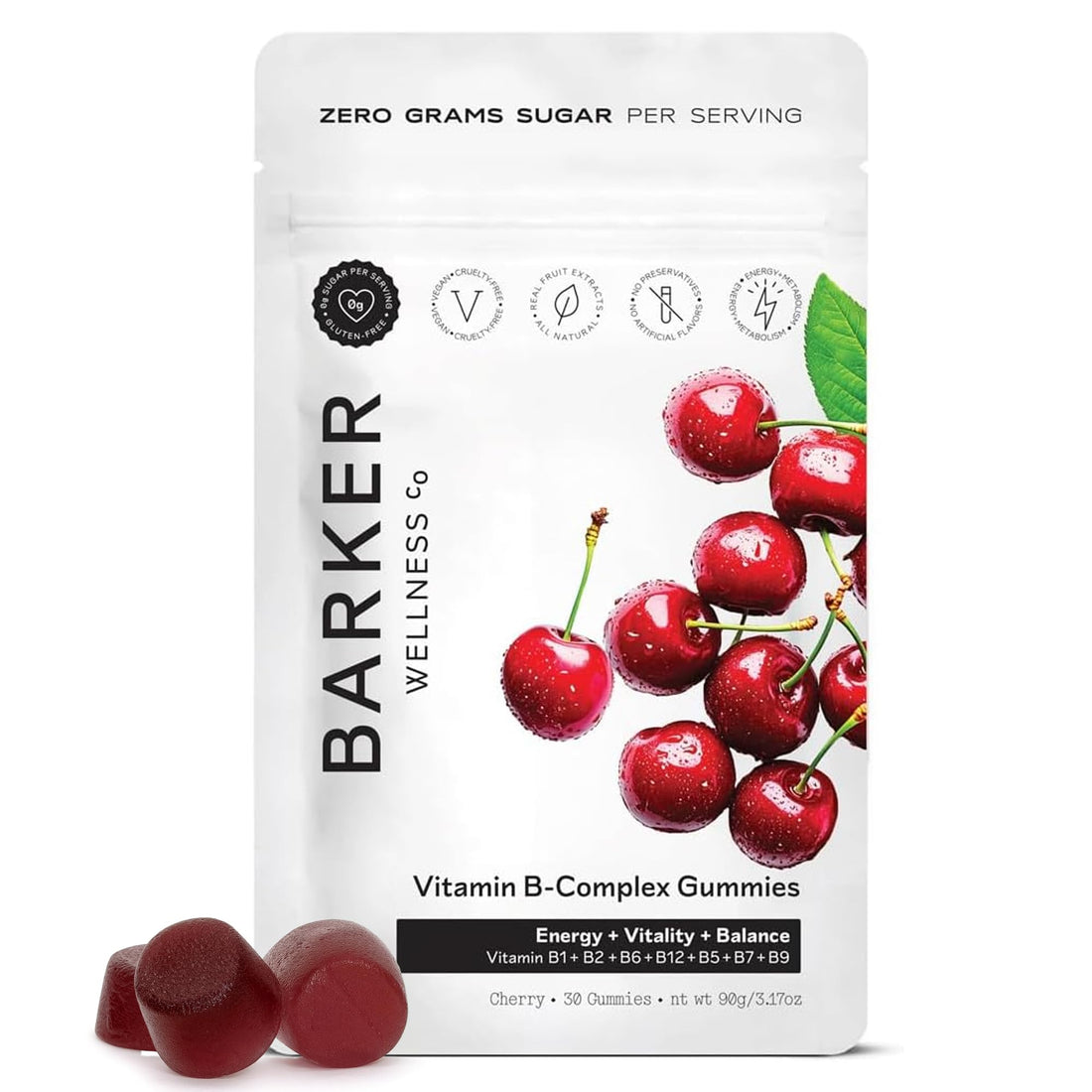 Barker Wellness Vegan B-Complex Gummies – Comprehensive Energy & Metabolism Boost with B1, B5, B6, B7 Biotin, B9 Folate, B12 - OzHealthStandard