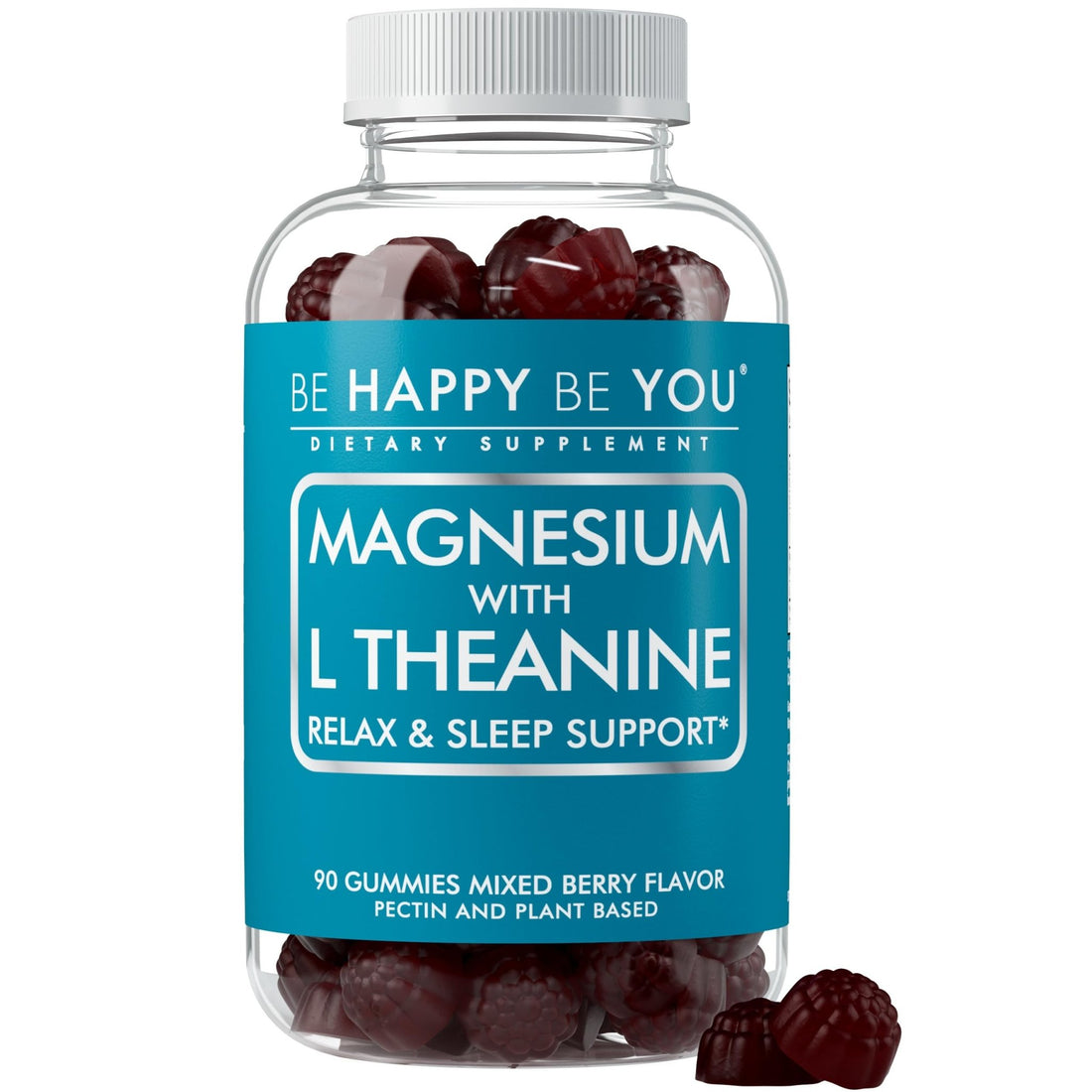 Be Happy Be You Magnesium Glycinate Gummies with L-Theanine – Relaxation & Sleep Support – Vegan, Gelatin-Free, Mixed Berry Flavor - OzHealthStandard