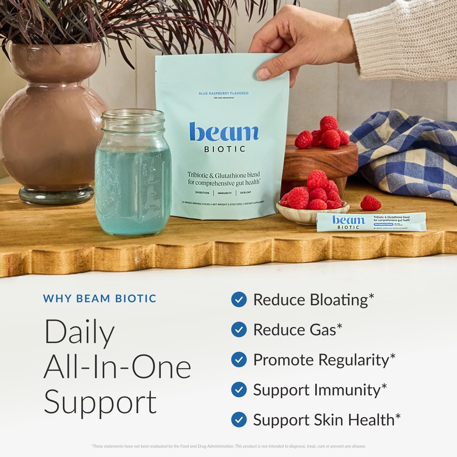 Beam Biotic Probiotics for Women – Gut Health & Digestive Health Powder with Pre, Pro & Postbiotics + Glutathione, Daily Probiotic Drink for Bloating Relief & Gut Balance - OzHealthStandard