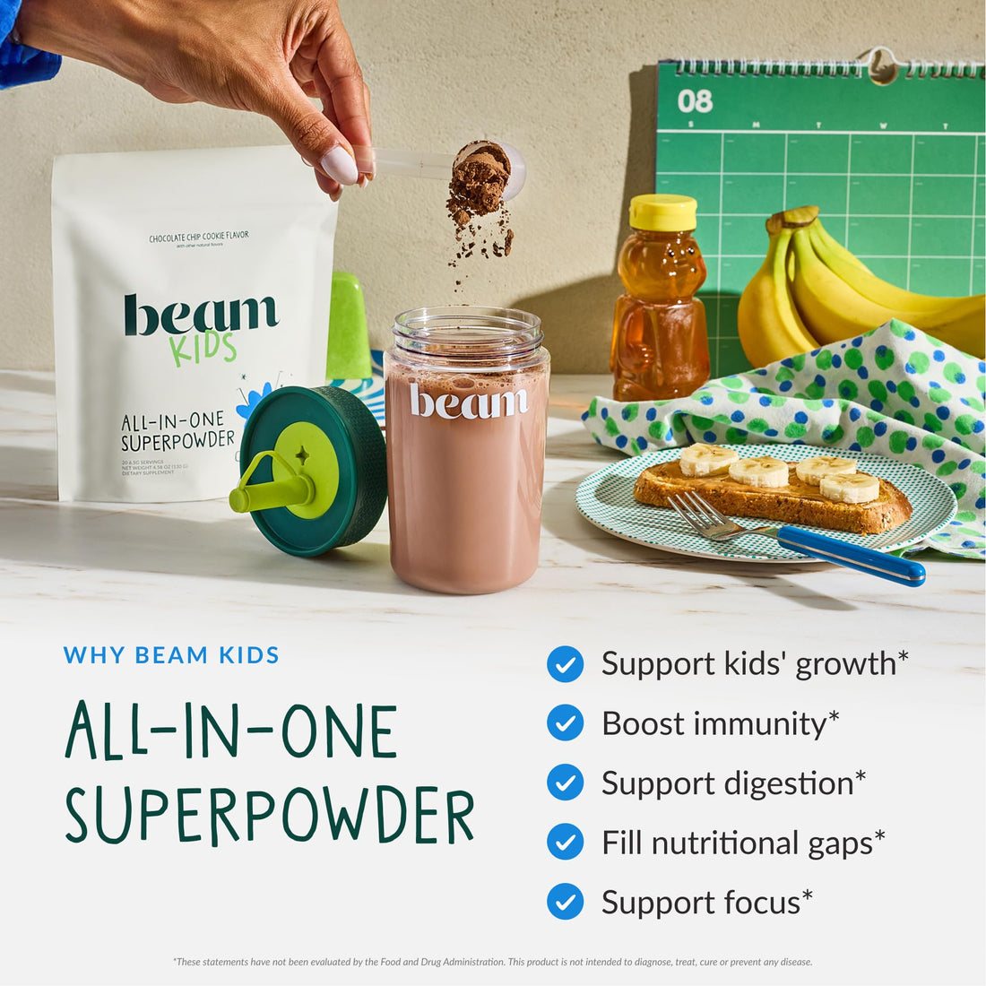 Beam Kids Multivitamin Powder – Kids Vitamins with Greens, Probiotic & Prebiotic, Immune Support for Children & Toddlers, No Artificial Sweeteners, For Picky Eaters, - OzHealthStandard