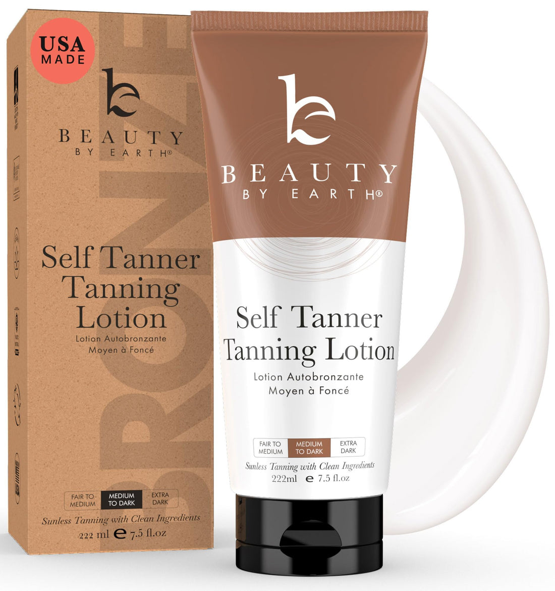 Beauty by Earth Self Tanner - USA Made with Natural & Organic Ingredients, Moisturizing Self Tanning Lotion - OzHealthStandard