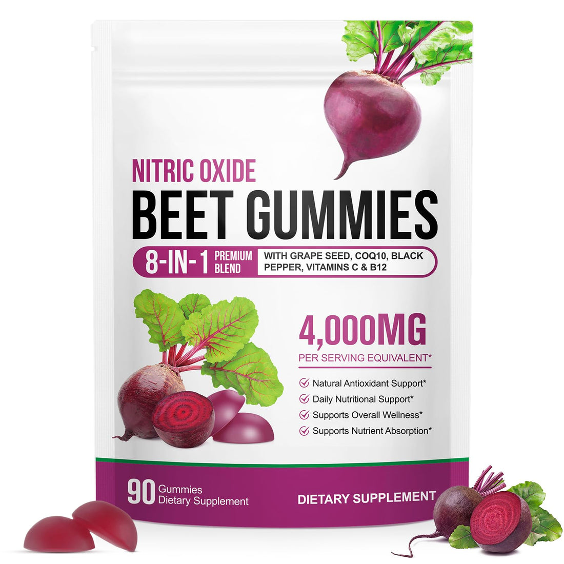 Beet Root Gummies Enriched with 200mg CoQ10 & Beet Root Extract for Blood Pressure, Heart Health Support, Energy Level Suport, Promoting Nitric Oxide - OzHealthStandard