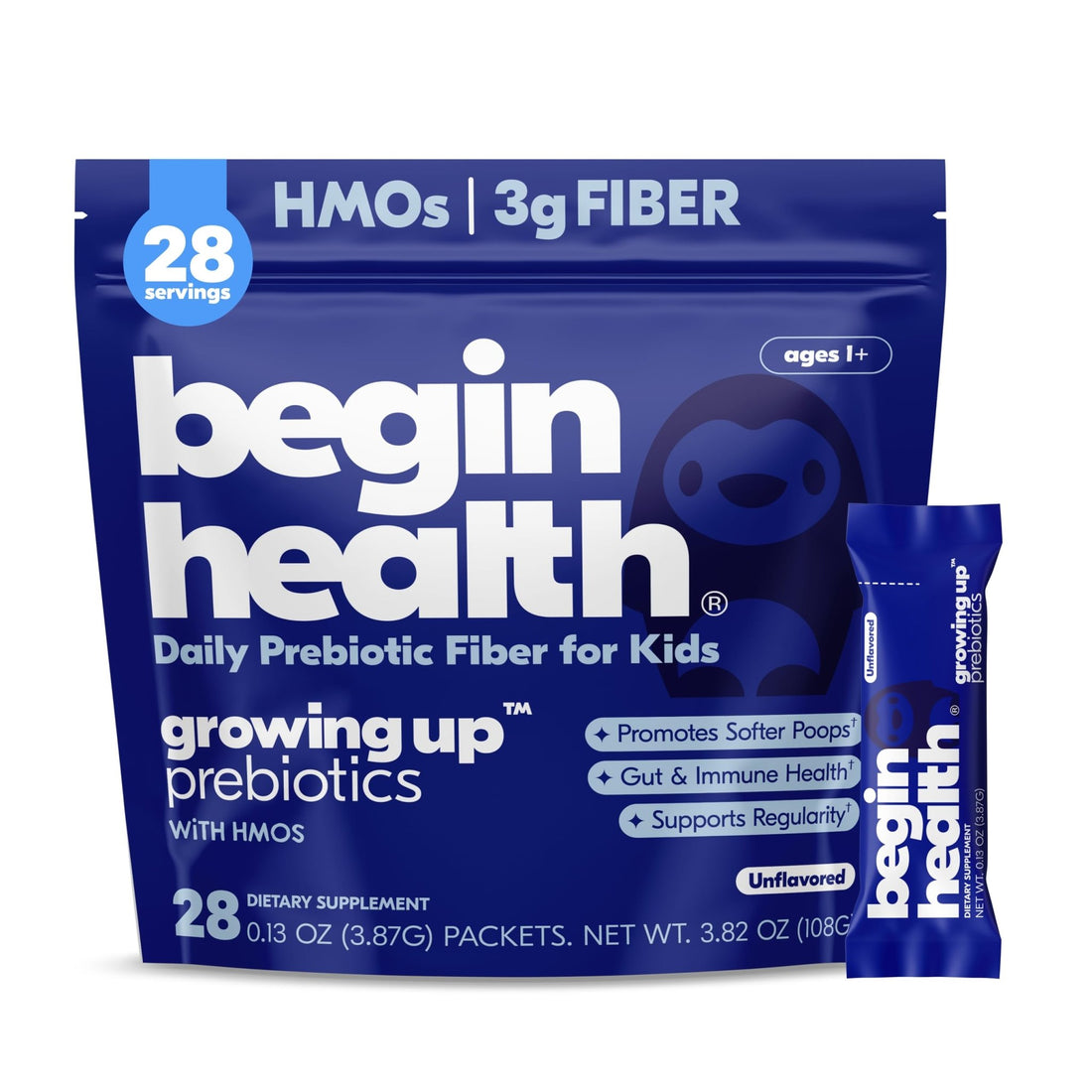 Begin Health Growing Up Prebiotics for Kids 28-Packs | Prebiotic Soluble Powder Stool Softeners and Digestive Gut Health Supplement | Ideal to Mix with Kids Daily - OzHealthStandard