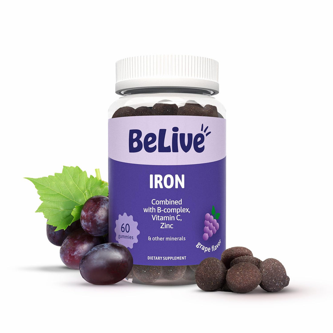 BeLive Iron Gummies - Multivitamin Supplement with Vitamin C, A, B & Zinc, Supports Blood Oxygen, Vegan Iron Supplements for Women, Men & Kids - OzHealthStandard